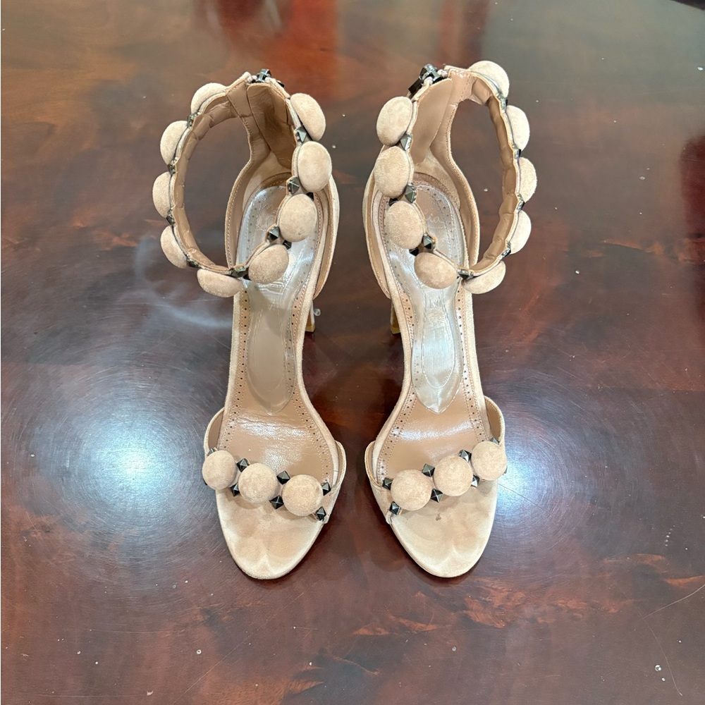 Alaia Signature  La Bombe Suede Sandals Tan 39